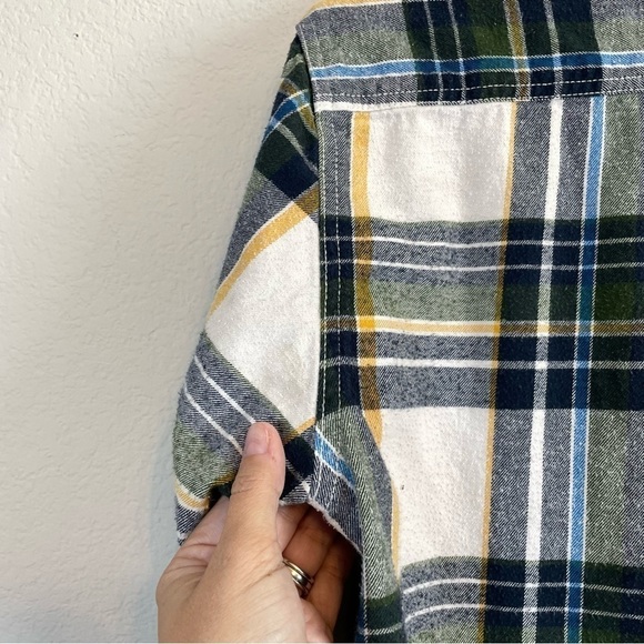 Aeropostale Green Blue Plaid Cotton Long Sleeve Button Front Flannel Shirt Sz MD - Picture 6 of 10